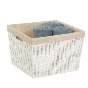 Paper Rope Large Storage Basket with Liner - White