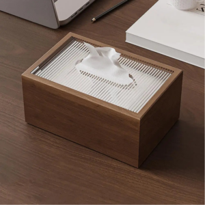 Wood Tissue Box Cover - Rectangular Tabletop Organizer