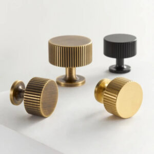 Ripple Brass Cabinet Knob - Textured Drawer Pull Hardware