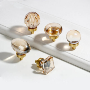 Crystal & Brass Cabinet Knobs - Decorative Drawer Pulls