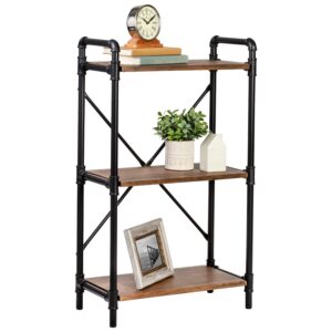 3-Tier Industrial Bookshelf - Black and Rustic - 217