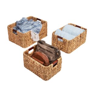 Natural Decorative Water Hyacinth Nesting Storage Baskets (Set of 3)