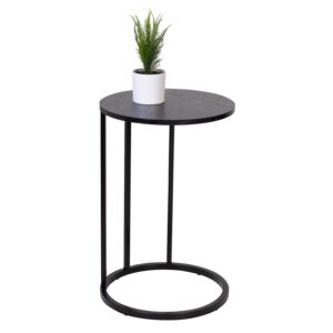 Round C-Shaped Accent Table - Black