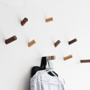 Natural Wood Wall Peg Hooks - Minimal Coat & Hat Hangers