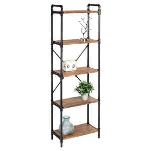 5-Tier Industrial Bookshelf - Black and Rustic - 219